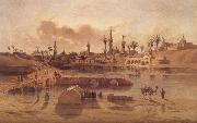 Adrien Dauzats View of Damanhur during the Flooding of the Nile Sweden oil painting artist